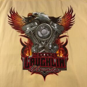Laughlin Bike Rally 2008 Cut Sleeve Button Up Eagle Engine Motorcycle 3XL